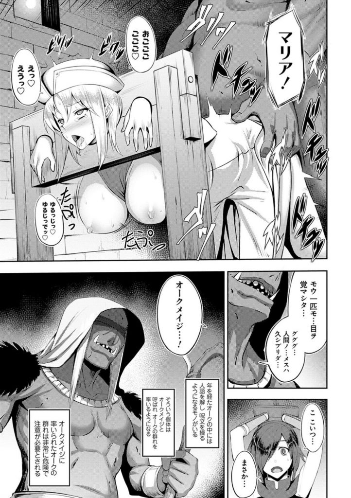 【エロ漫画】オーク討伐を請け負った女戦士のと聖職者…しかし敵の集団はあまりにも強力で催淫薬と巨大チンポに犯され快楽の沼にハマっていき2人はやがて思考をセックスで埋め尽くされたアヘ顔がオスの本能を呼び覚ます【Johnny：カワンタ!オーク】 5ページ