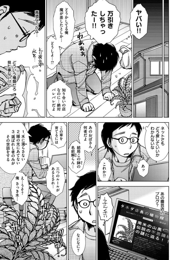 【エロ漫画】園芸店で持ち帰ってしまった鉢に水をあげると少女が出てきて子作りを強要されて逆レイプされちゃう少年…キスをされてフェラや騎乗位で生ハメ中出しいちゃラブセックスで絶頂アクメ堕ちしちゃう【けろりん：井上くんと不思議な妖精の鉢】 3ページ